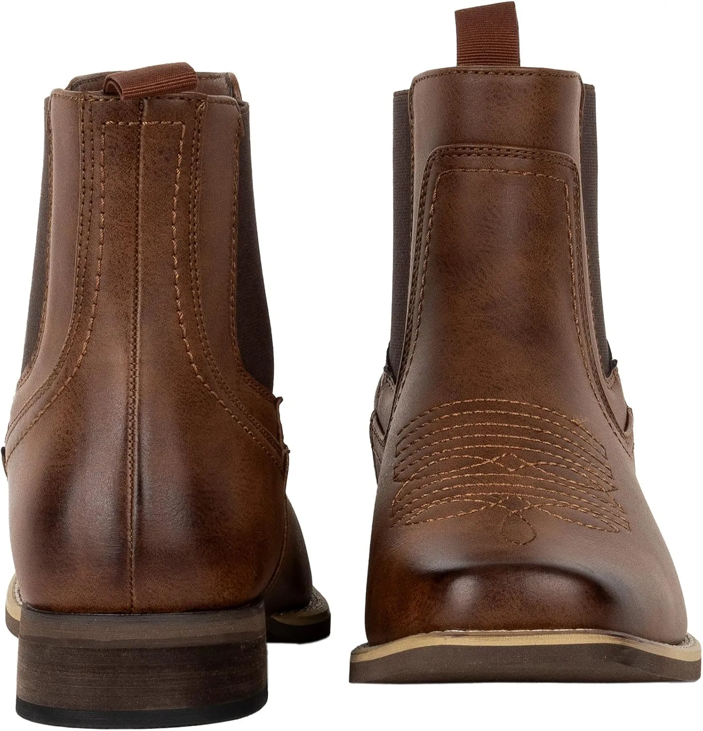 J's.o.l.e Ankle Cowboy Boots for Men Square Toe Chelsea Boots Mens Casual Retro Stylish Boots