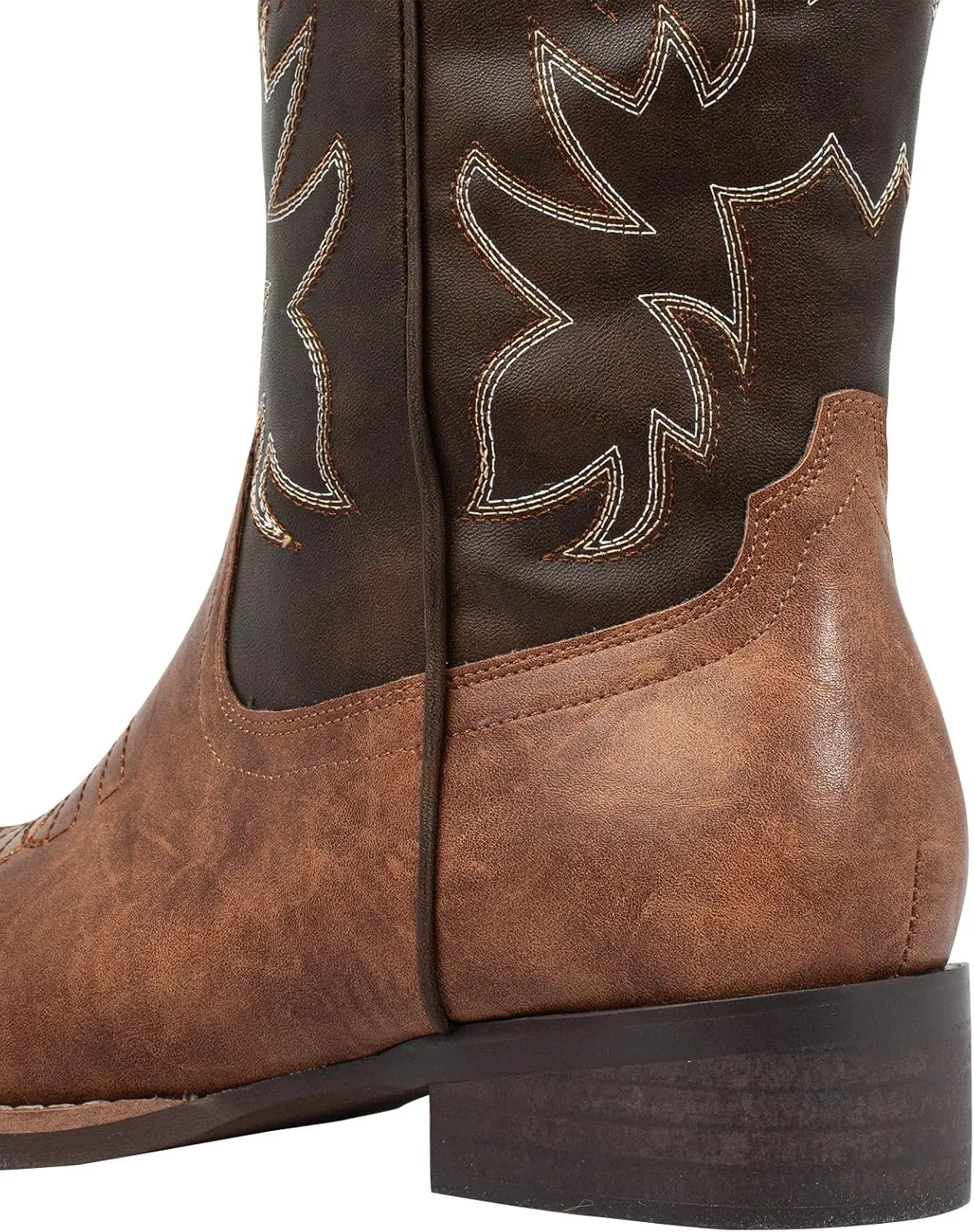 J's.o.l.e Western Mens Cowboy Boots Square Toe Wide Calf Pull On Slip Resistant Country Work Riding Leather Boot Brown