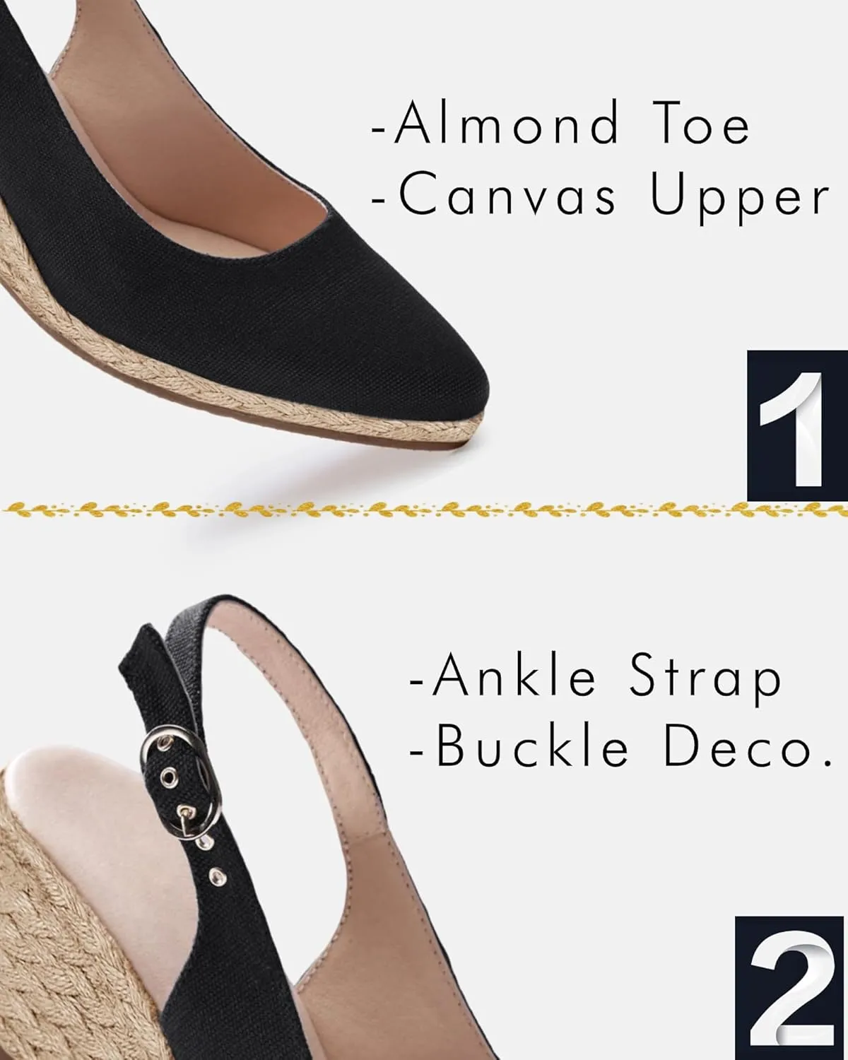 Juliet Holy Womens Wedge Sandals Espadrilles Closed Toe Slingback Buckle Strap Comfortable Casual Summer Wedges Shoes