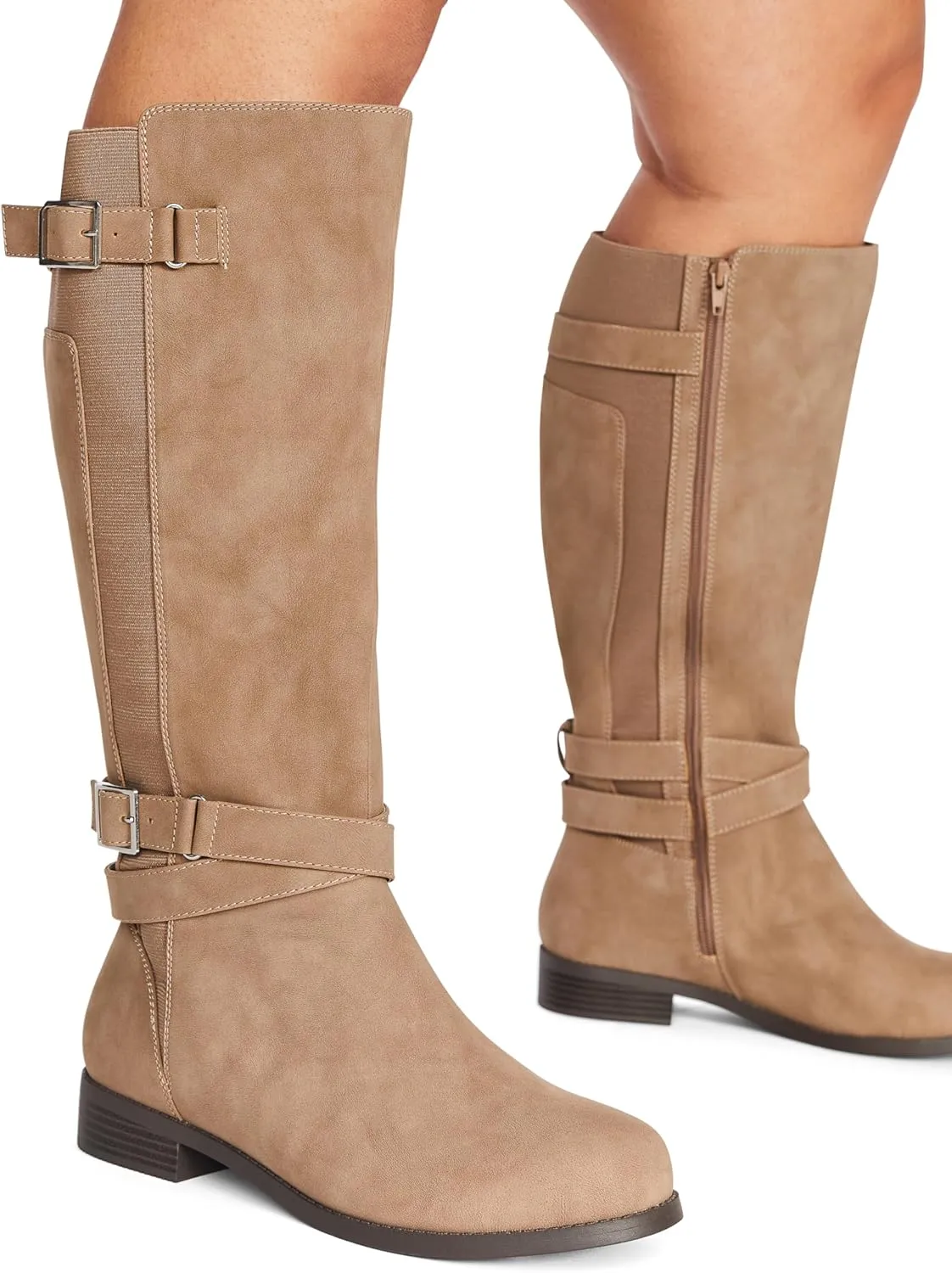 JustFab Noel Flat Boots for Women - Women's Boots, Riding Boots, Knee High Boots for Women, Womens Boots & Booties - Casual Boots for Women
