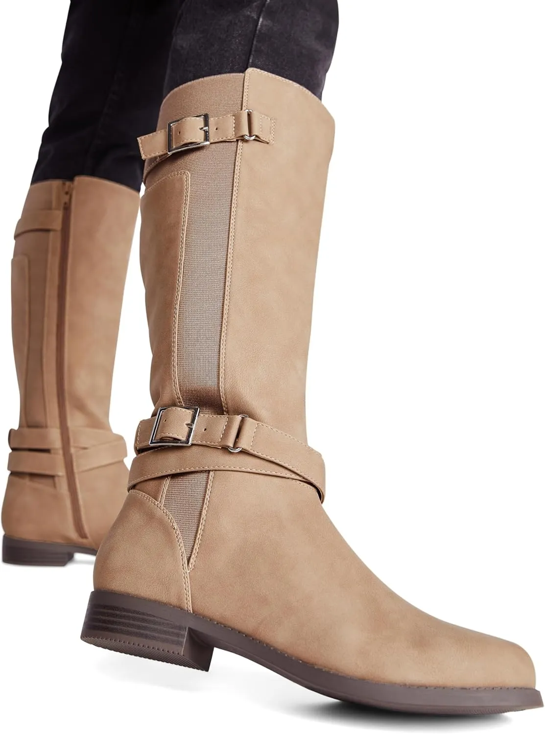 JustFab Noel Flat Boots for Women - Women's Boots, Riding Boots, Knee High Boots for Women, Womens Boots & Booties - Casual Boots for Women