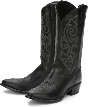 Justin Buck 13" Cowboy Boots for Men - Durable Premium Full-Grain Leather Round Toe Western Boots Build with Cushioned Insole & Full Welt Construction, Black - 13 B