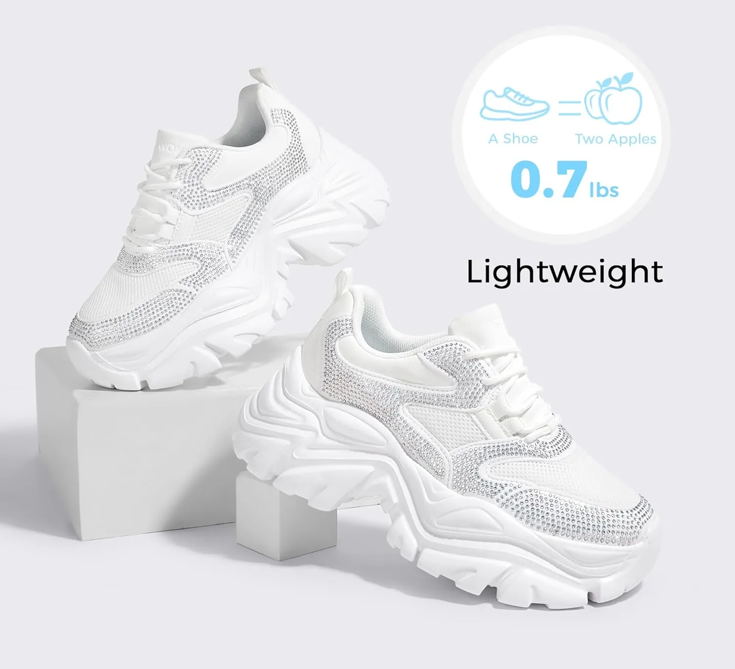 K KIP WOK Chunky Sneakers for Women Fashion Platform White Leather Casual Dad Shoes Comfortable Wedge Walking Sport Sneakers