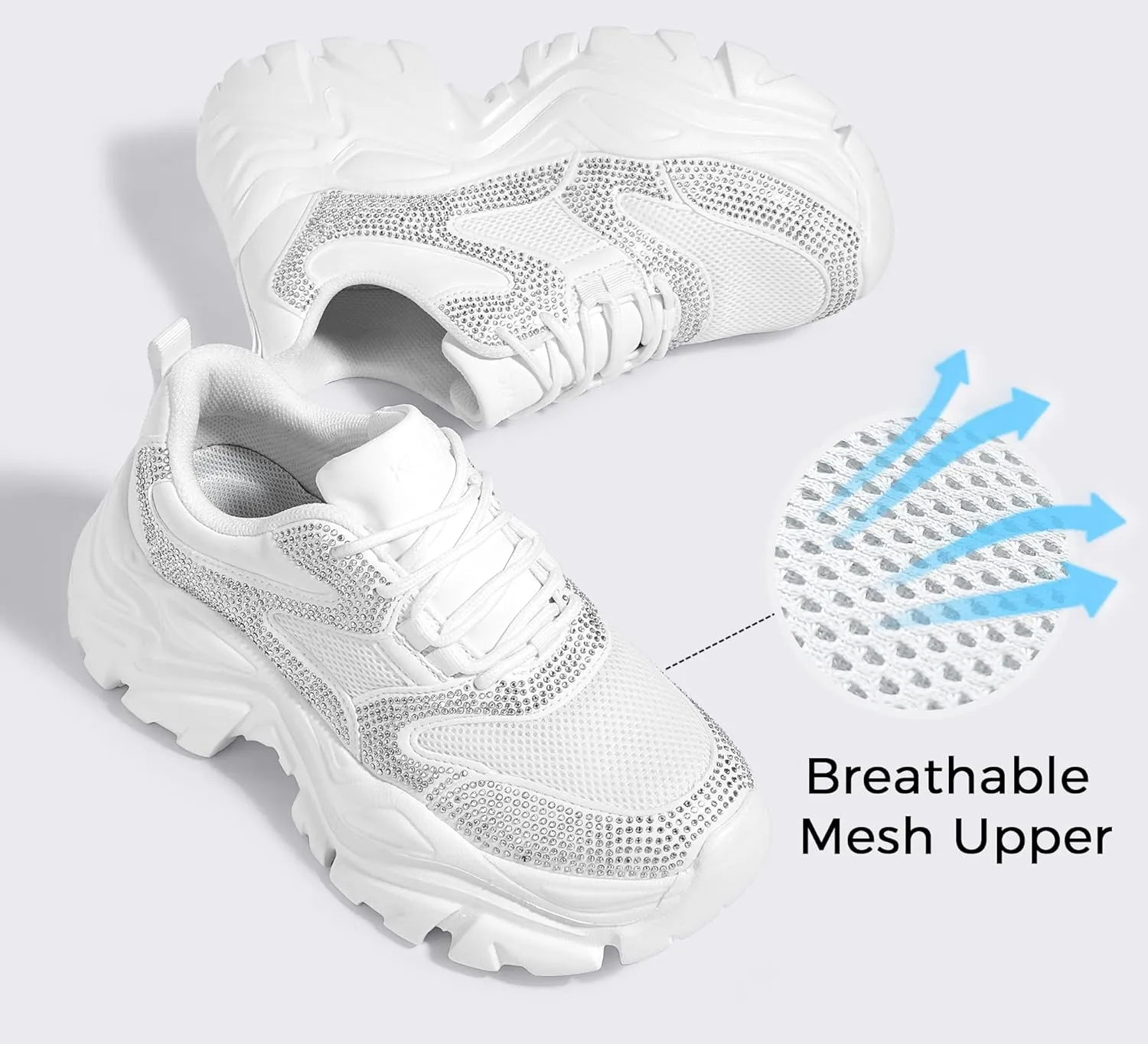 K KIP WOK Chunky Sneakers for Women Fashion Platform White Leather Casual Dad Shoes Comfortable Wedge Walking Sport Sneakers