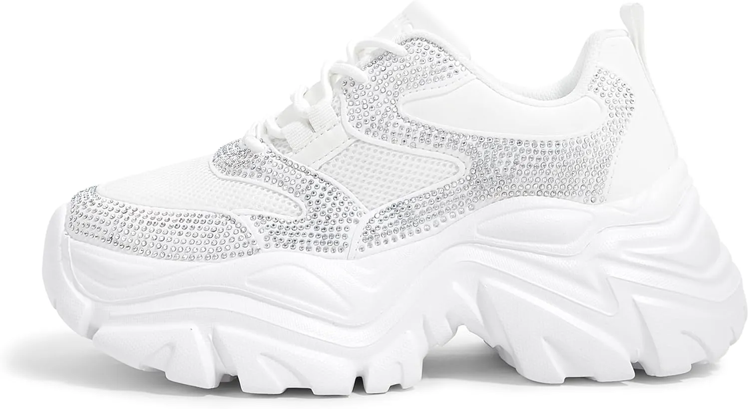 K KIP WOK Chunky Sneakers for Women Fashion Platform White Leather Casual Dad Shoes Comfortable Wedge Walking Sport Sneakers