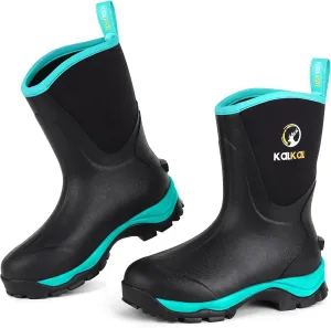 Kalkal Rubber Boots for Women Waterproof Mid Calf Rain Boots, Lightweight 6mm Neoprene Insulated Womens Work Boots for Garden Farm Yard Chore Mud Boots (Size 6-11)