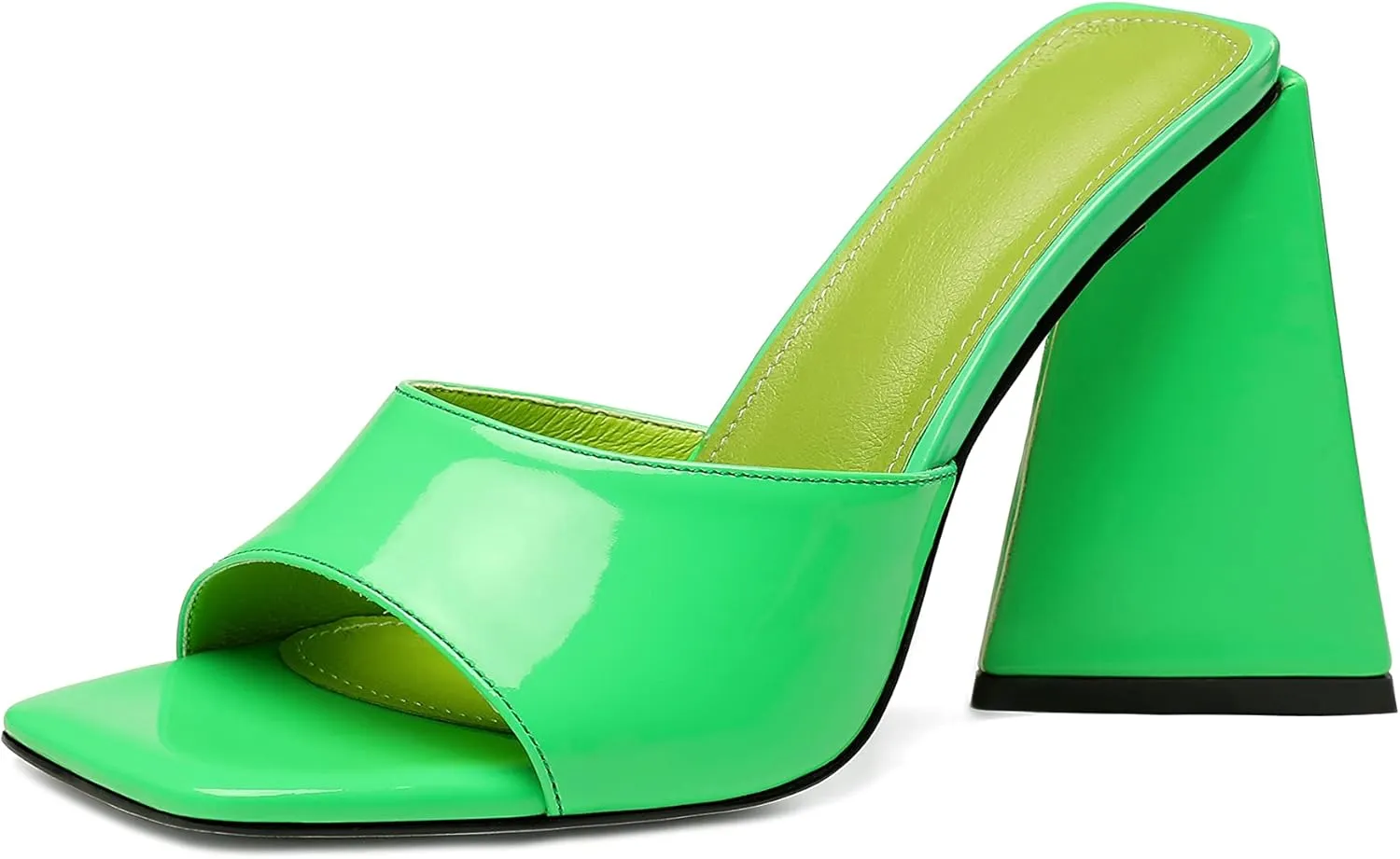 keleimusi Women's Trendy Square Toe Block Heel Dress Mules with Wide Strap