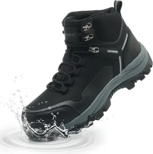 Kezhiho Waterproof Steel Toe Boots for Women Wide Width Non Slip Work Boots Lightweight Slip Resistant Safety Shoes Indestructible Construction Composite Toe Sneakers