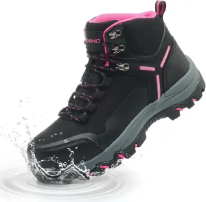 Kezhiho Waterproof Steel Toe Boots for Women Wide Width Non Slip Work Boots Lightweight Slip Resistant Safety Shoes Indestructible Construction Composite Toe Sneakers