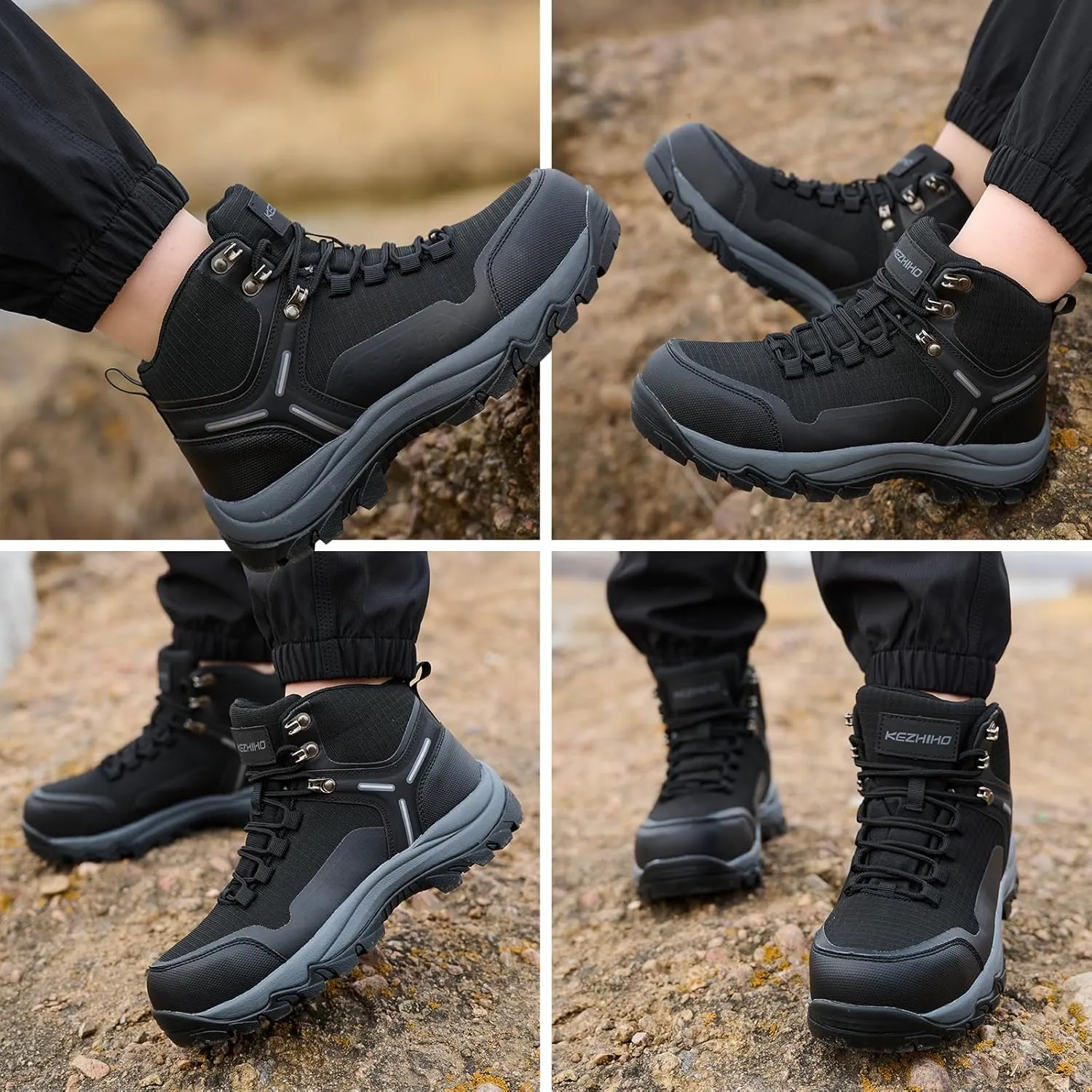 Kezhiho Waterproof Steel Toe Boots for Women Wide Width Non Slip Work Boots Lightweight Slip Resistant Safety Shoes Indestructible Construction Composite Toe Sneakers