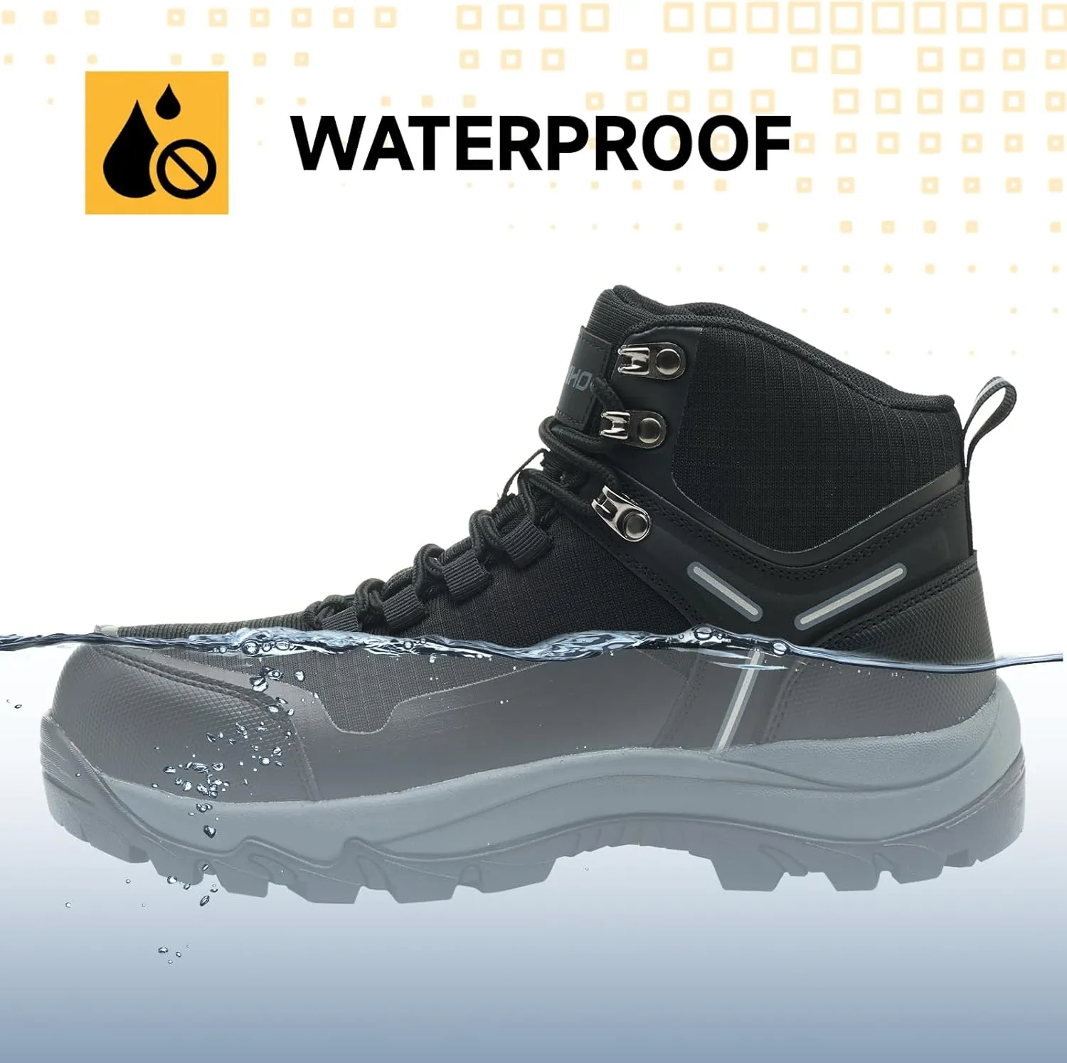 Kezhiho Waterproof Steel Toe Boots for Women Wide Width Non Slip Work Boots Lightweight Slip Resistant Safety Shoes Indestructible Construction Composite Toe Sneakers