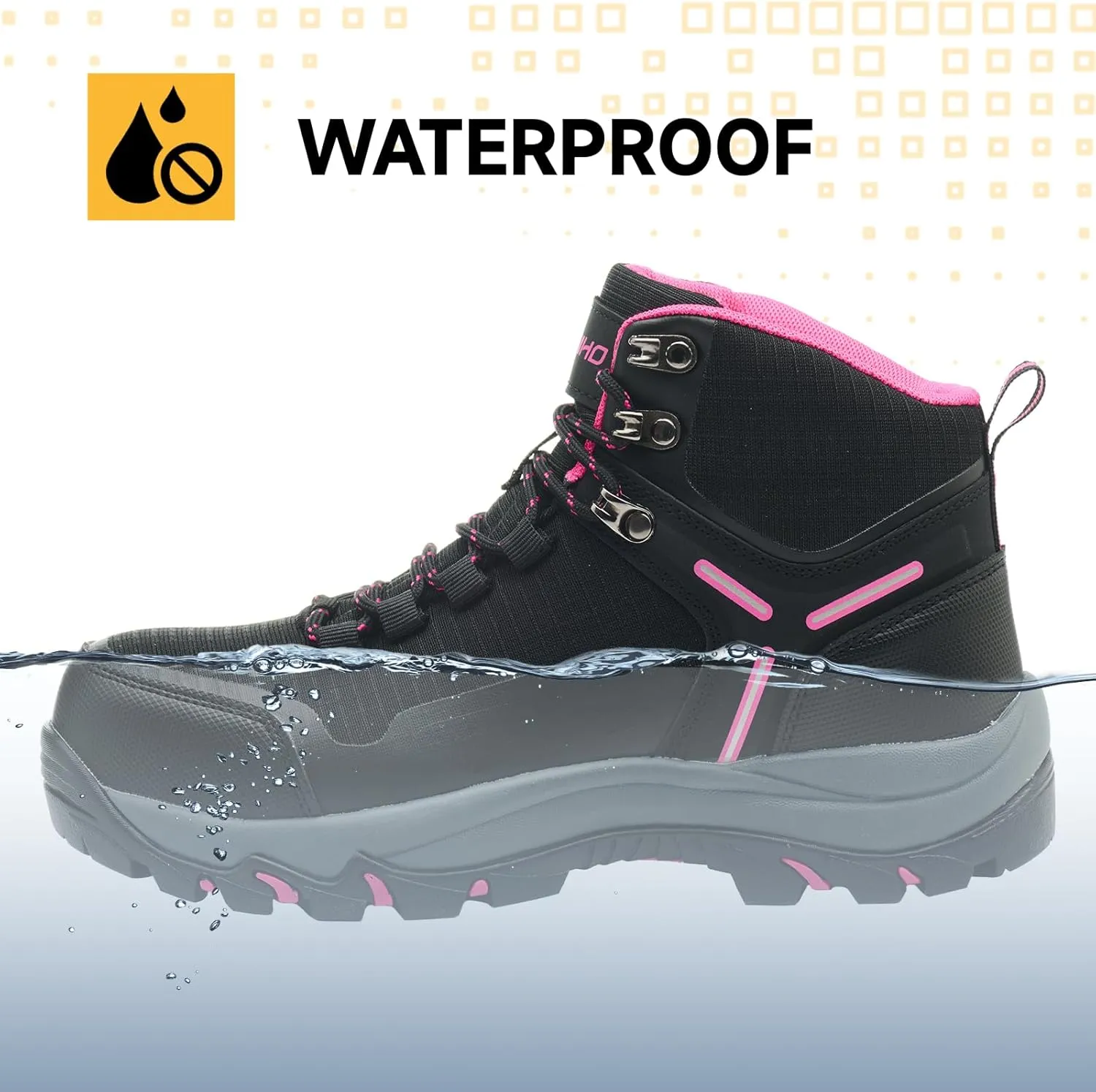 Kezhiho Waterproof Steel Toe Boots for Women Wide Width Non Slip Work Boots Lightweight Slip Resistant Safety Shoes Indestructible Construction Composite Toe Sneakers