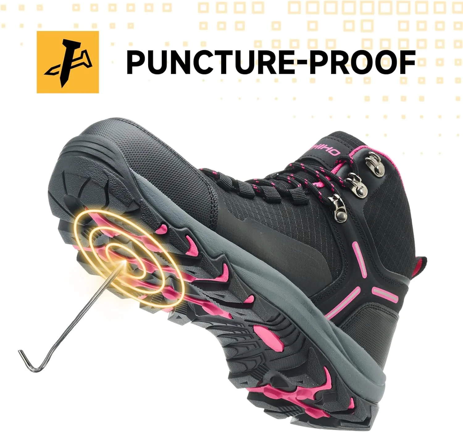 Kezhiho Waterproof Steel Toe Boots for Women Wide Width Non Slip Work Boots Lightweight Slip Resistant Safety Shoes Indestructible Construction Composite Toe Sneakers