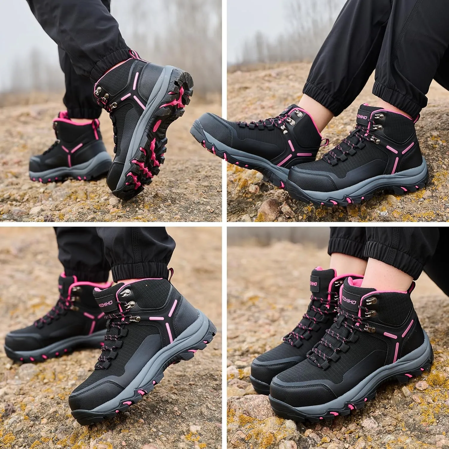 Kezhiho Waterproof Steel Toe Boots for Women Wide Width Non Slip Work Boots Lightweight Slip Resistant Safety Shoes Indestructible Construction Composite Toe Sneakers