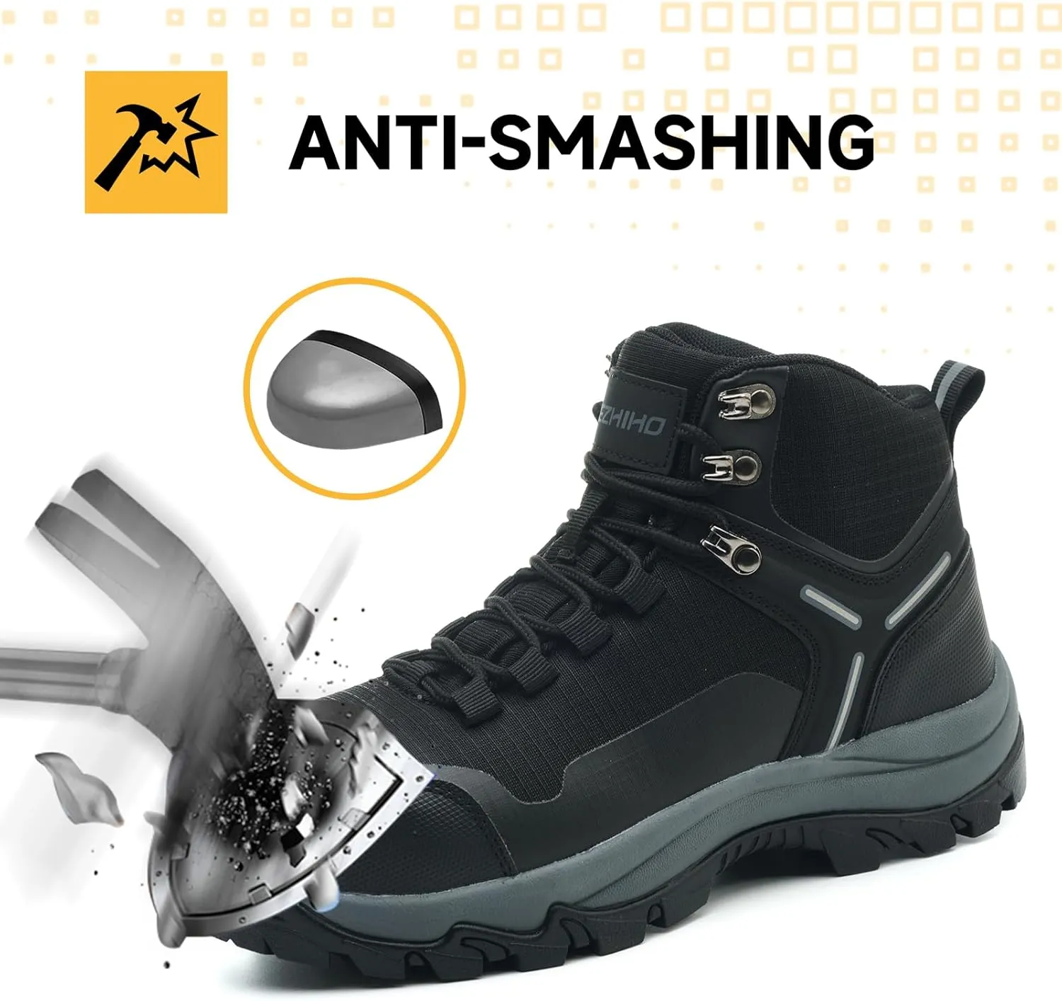 Kezhiho Waterproof Steel Toe Boots for Women Wide Width Non Slip Work Boots Lightweight Slip Resistant Safety Shoes Indestructible Construction Composite Toe Sneakers