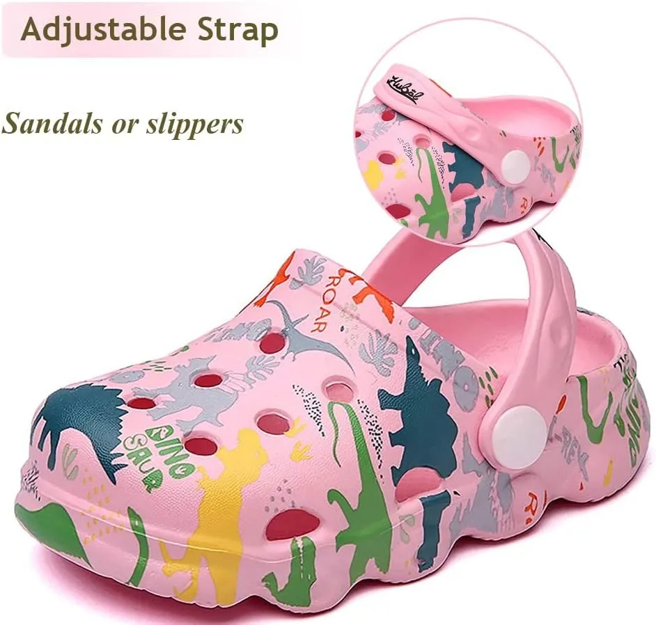 Kids Clogs Boys Girls Toddler Dinosaur Slip on Slide Garden Shoes Cartoon Beach Pool Kids Clog Sandals Slippers Water Clogs