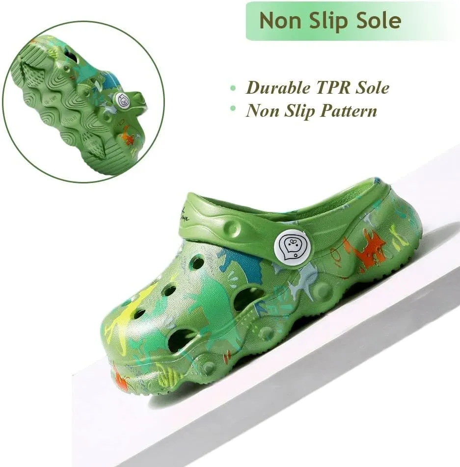 Kids Clogs Boys Girls Toddler Dinosaur Slip on Slide Garden Shoes Cartoon Beach Pool Kids Clog Sandals Slippers Water Clogs