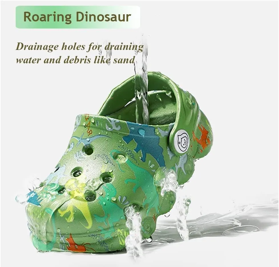 Kids Clogs Boys Girls Toddler Dinosaur Slip on Slide Garden Shoes Cartoon Beach Pool Kids Clog Sandals Slippers Water Clogs