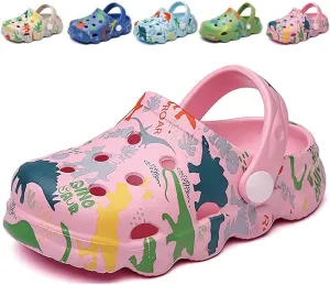 Kids Clogs Boys Girls Toddler Dinosaur Slip on Slide Garden Shoes Cartoon Beach Pool Kids Clog Sandals Slippers Water Clogs