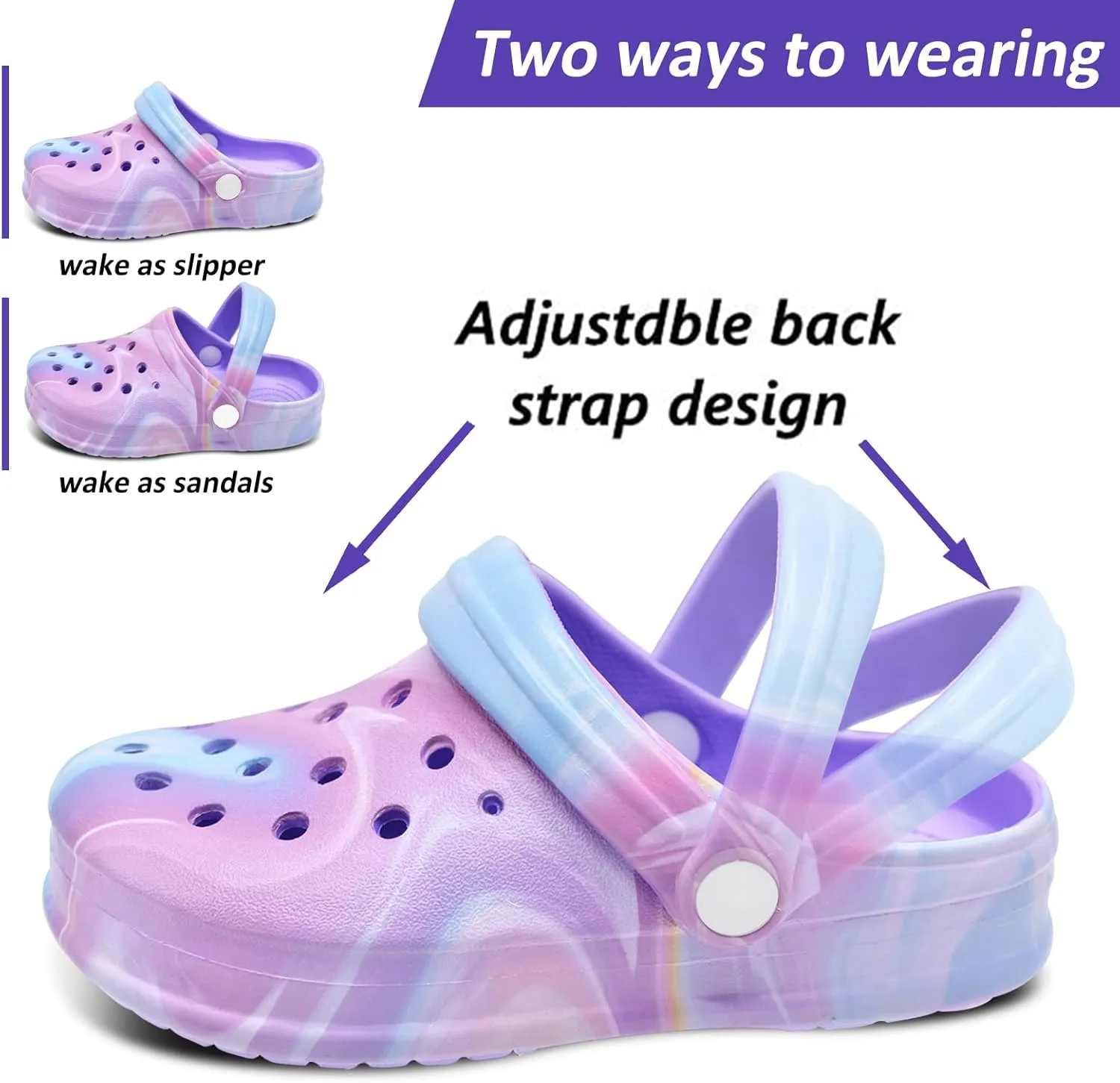 Kids Clogs Shoes Boys Girls Garden Slip On Shoes Toddler Clogs Children Slides Slippers Indoor Outdoor Beach Pool Shower Sandals
