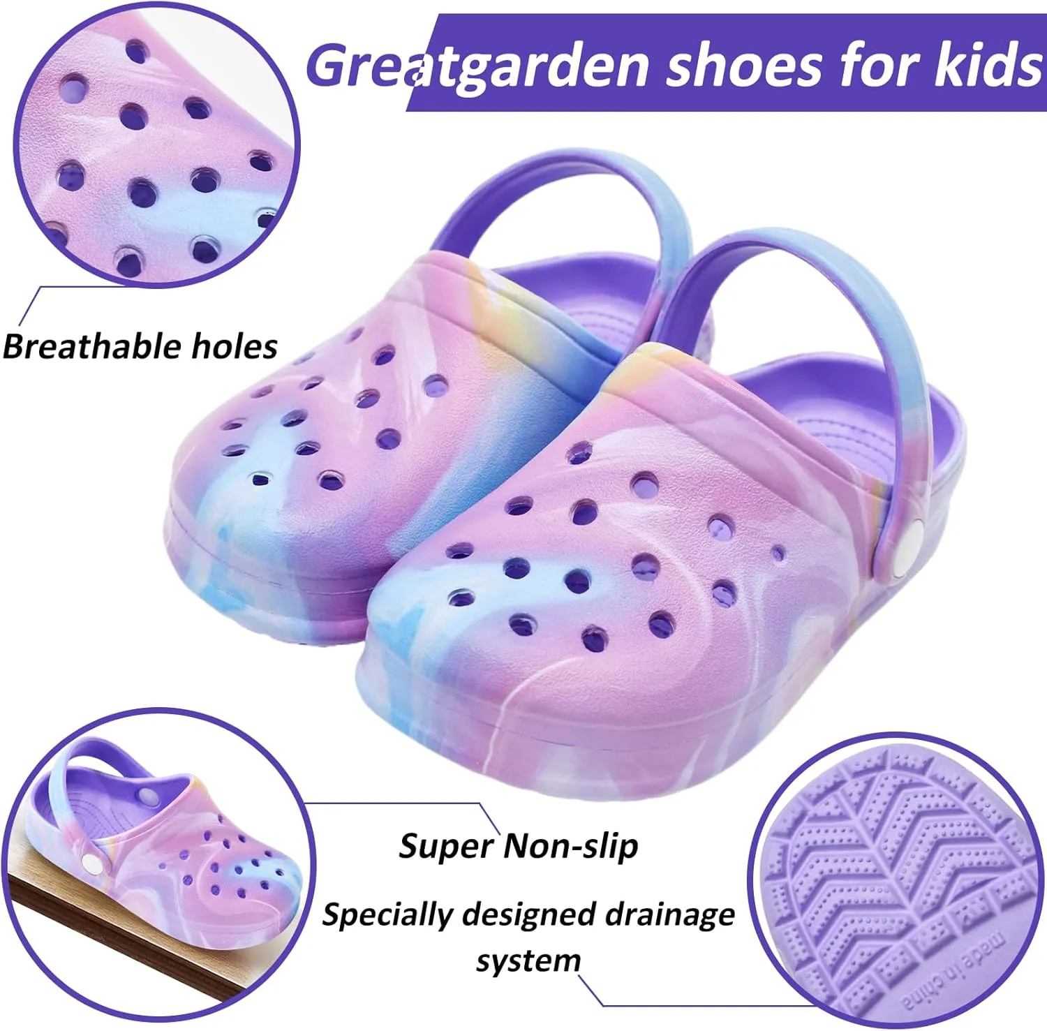 Kids Clogs Shoes Boys Girls Garden Slip On Shoes Toddler Clogs Children Slides Slippers Indoor Outdoor Beach Pool Shower Sandals
