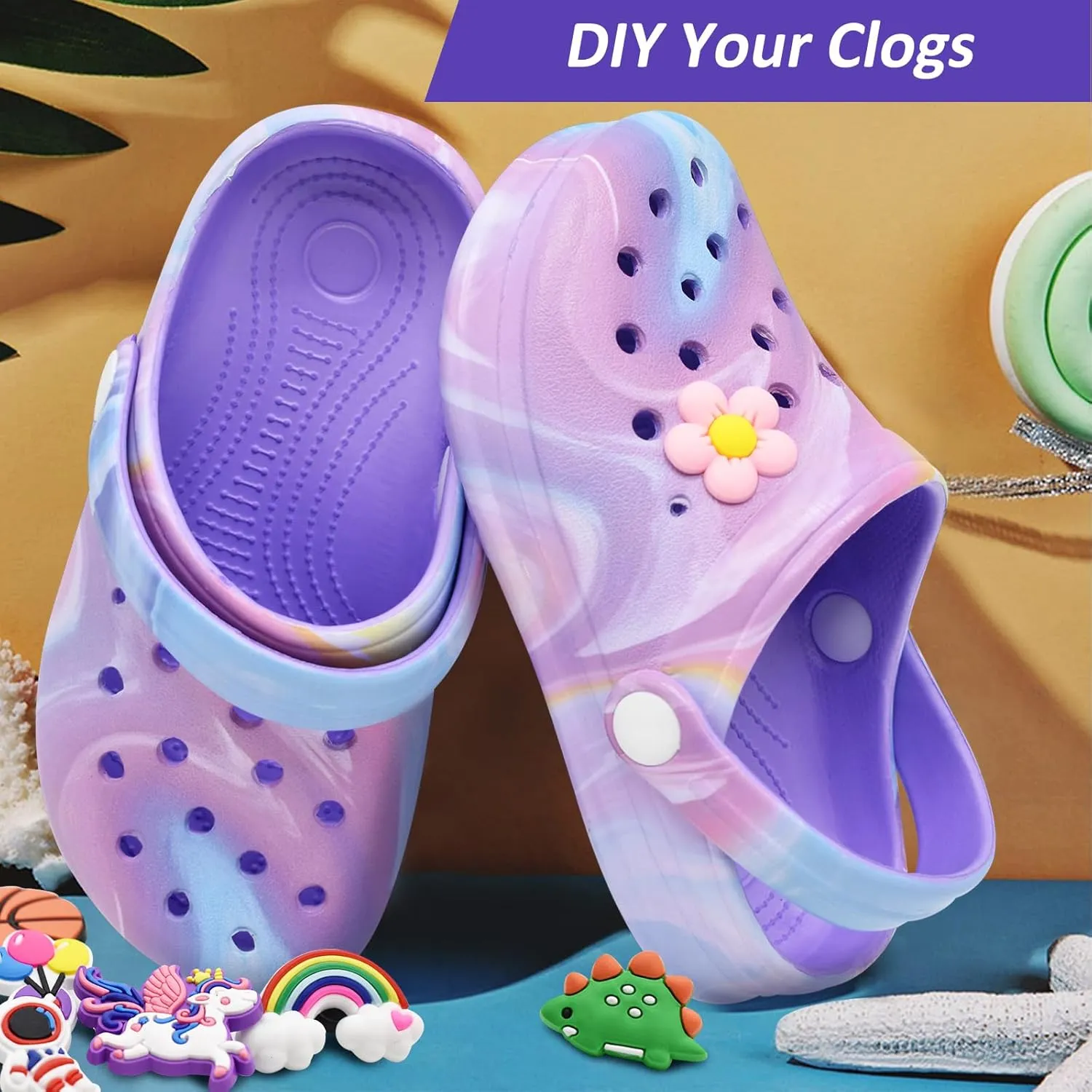 Kids Clogs Shoes Boys Girls Garden Slip On Shoes Toddler Clogs Children Slides Slippers Indoor Outdoor Beach Pool Shower Sandals