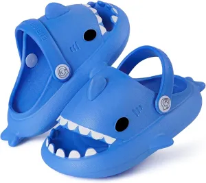 Kids Shark Slides Boys Girls Toddlers Cloud Shower Slippers Cute Cartoon Open Toe Sandals Cushioned Thick Sole Beach Pool Shoes