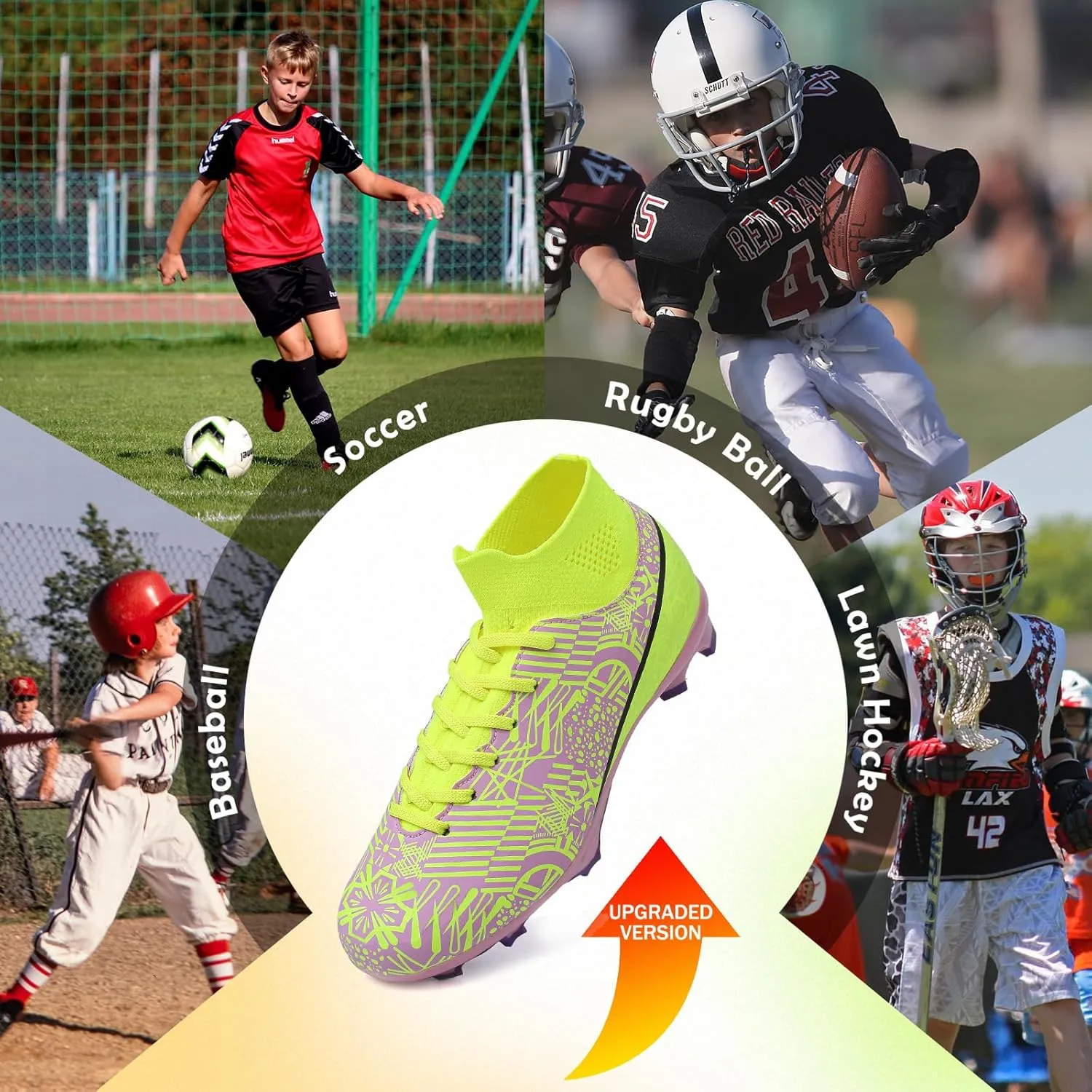 Kids Soccer Cleats Boys Girls Football Cleats Turf Soccer Shoes AG/FG