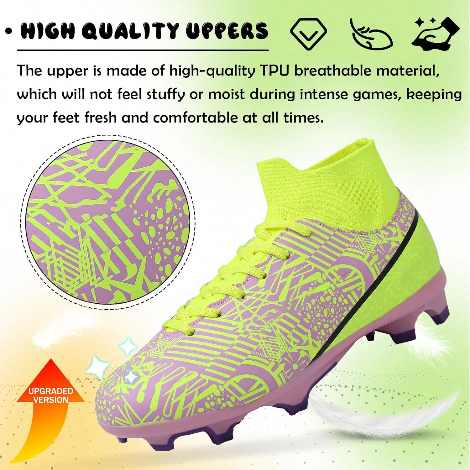Kids Soccer Cleats Boys Girls Football Cleats Turf Soccer Shoes AG/FG