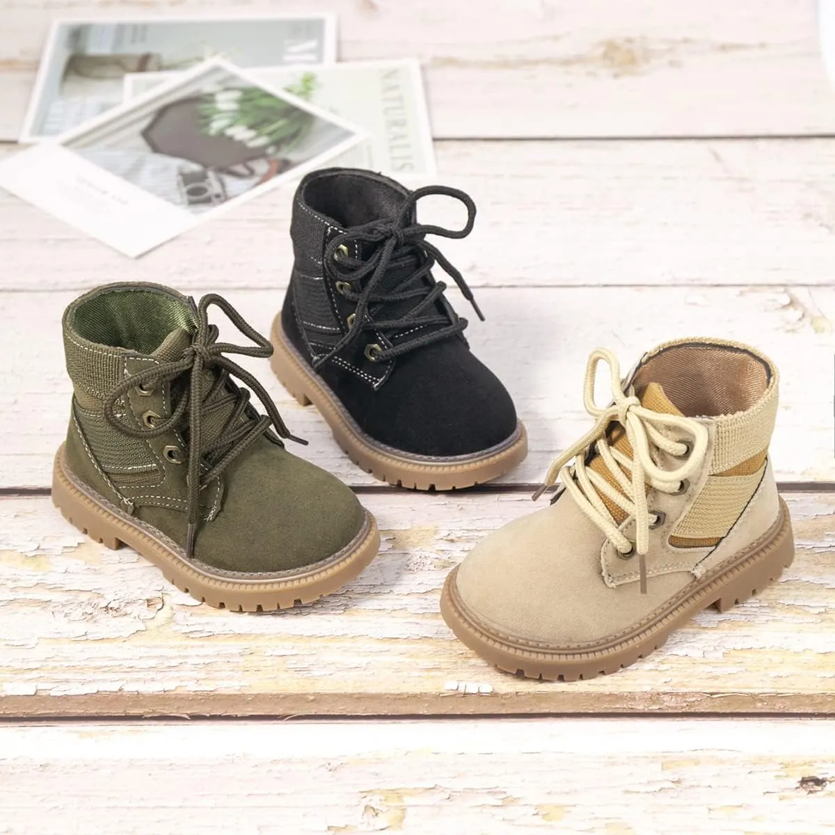 KIDSUN Toddler Boys Girls Boots Kids Work Boots Winter Snow Boots Lace Up Hiking Outdoor Boots (Toddler/little Kid)