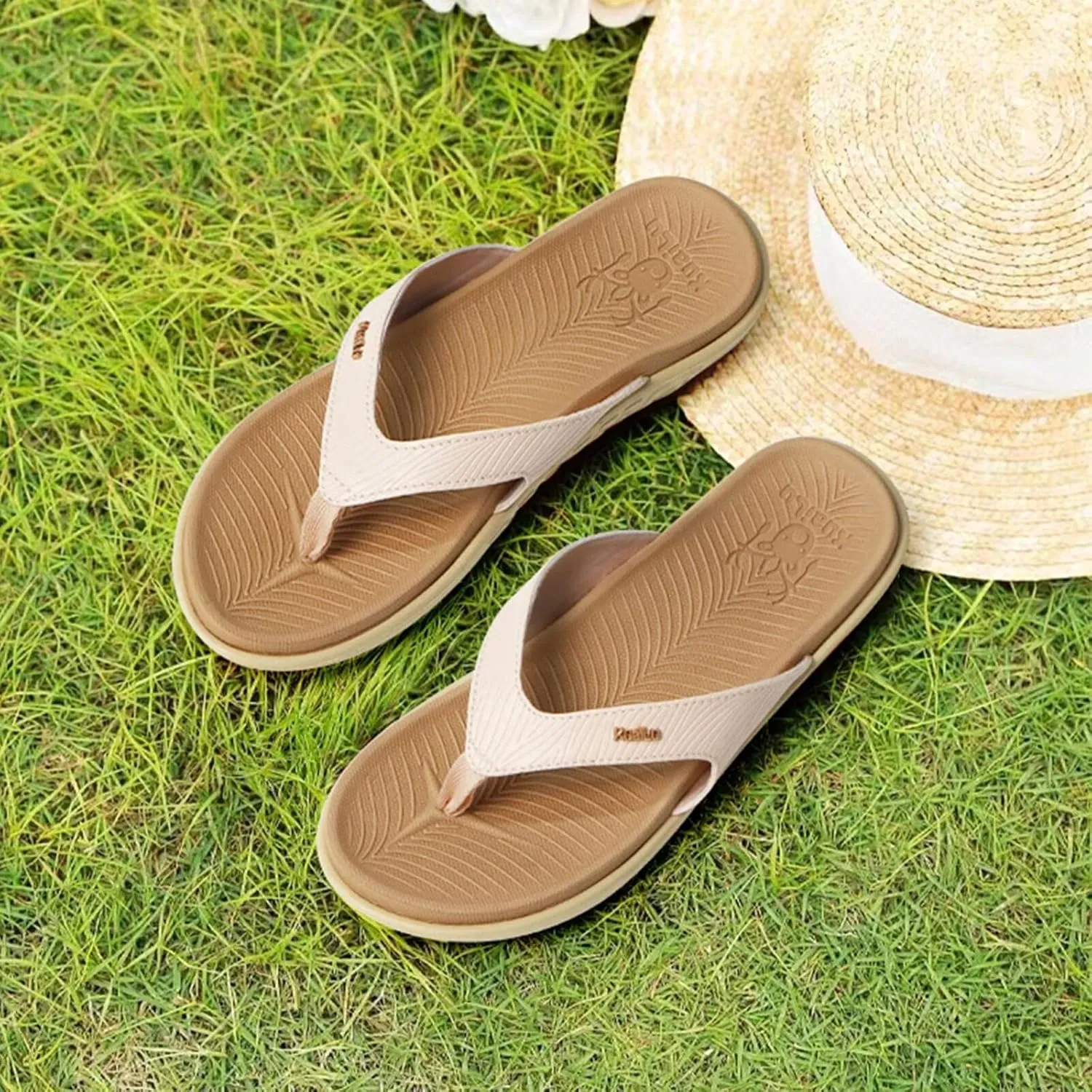 KuaiLu Flip Flops For Women Ladies Orthotic Yoga Mat Cushion Sandals Dressy Womans Lightweight Summer Slip On Beach Thong Sandles with Comfortable Arch Support (US Size 5-12)