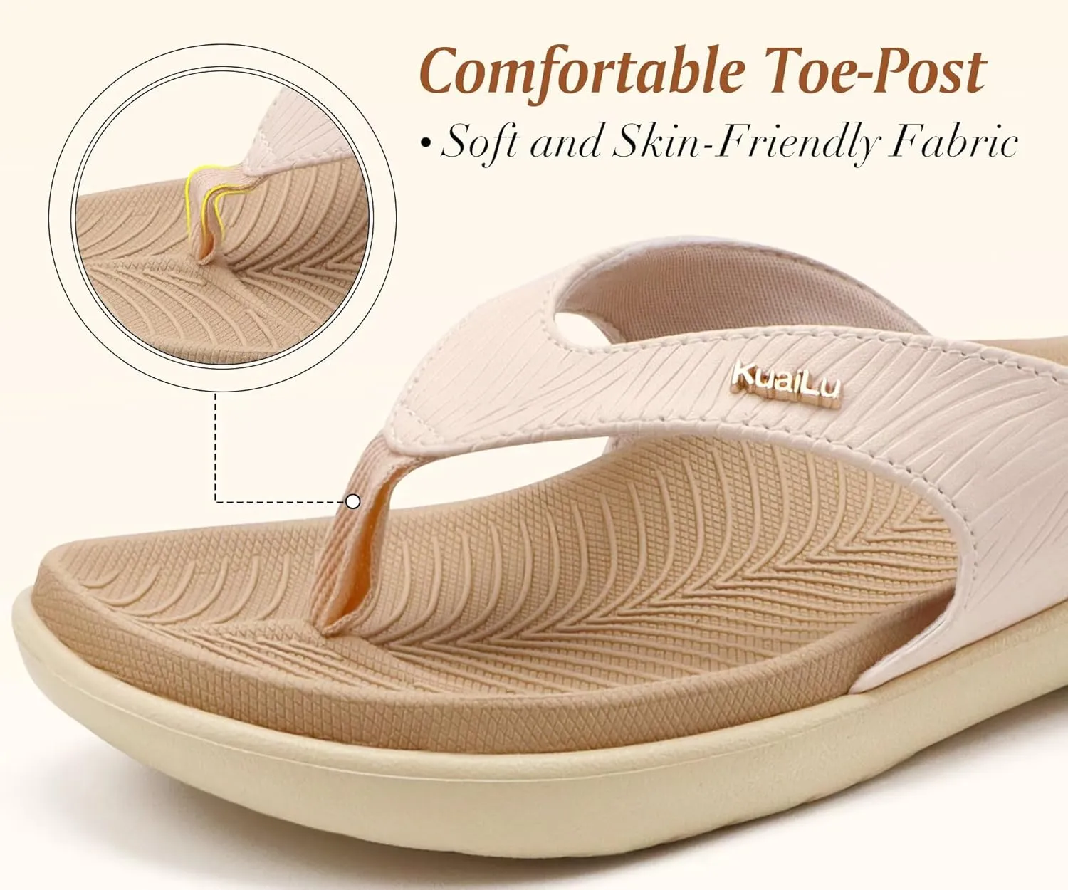 KuaiLu Flip Flops For Women Ladies Orthotic Yoga Mat Cushion Sandals Dressy Womans Lightweight Summer Slip On Beach Thong Sandles with Comfortable Arch Support (US Size 5-12)