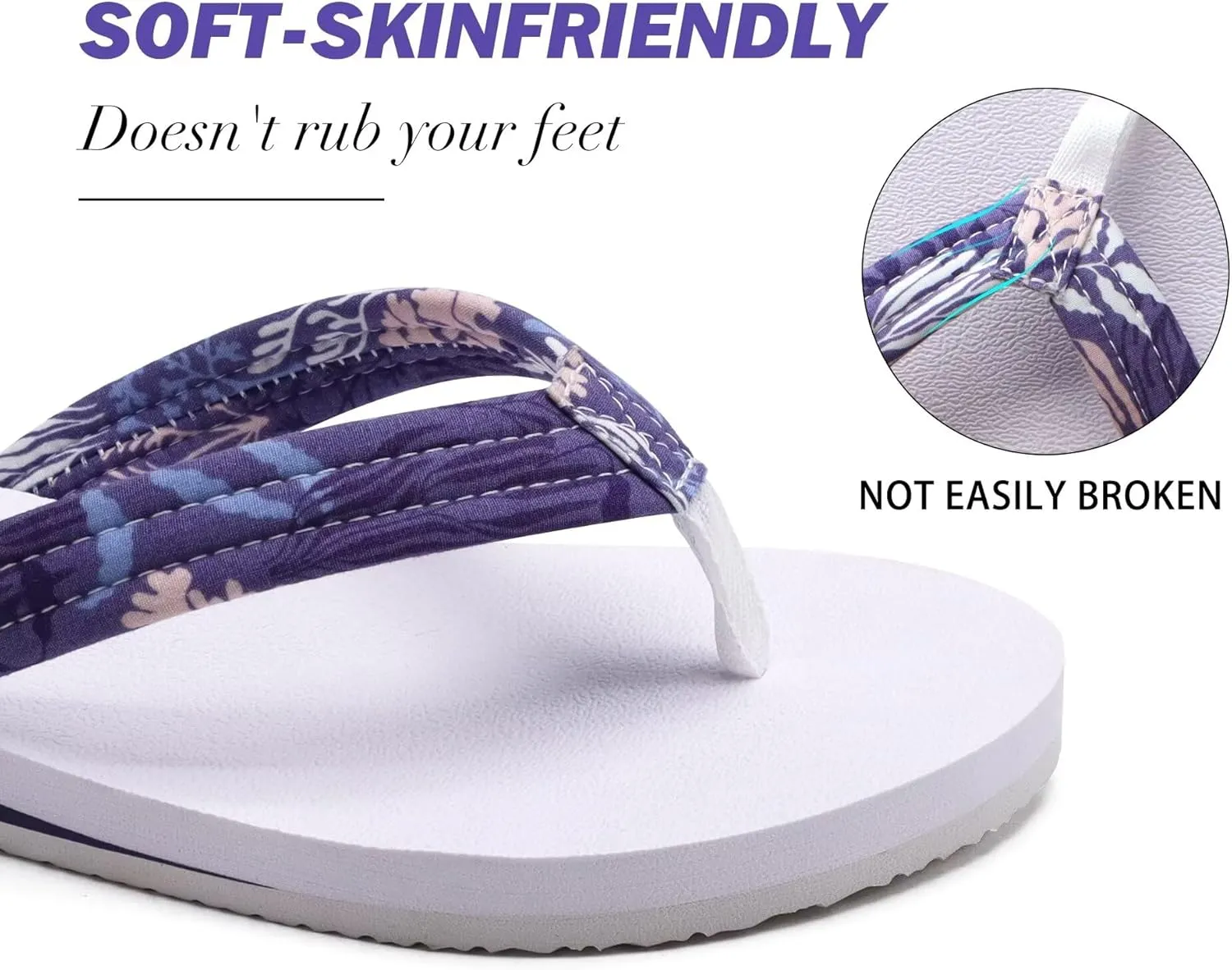 KuaiLu Womens Arch Support Flip Flops Ladies Comfort Lightweight Soft Yoga Mat Cushion Walking Thong Sandals