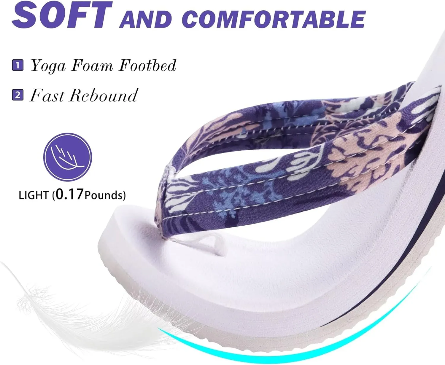 KuaiLu Womens Arch Support Flip Flops Ladies Comfort Lightweight Soft Yoga Mat Cushion Walking Thong Sandals