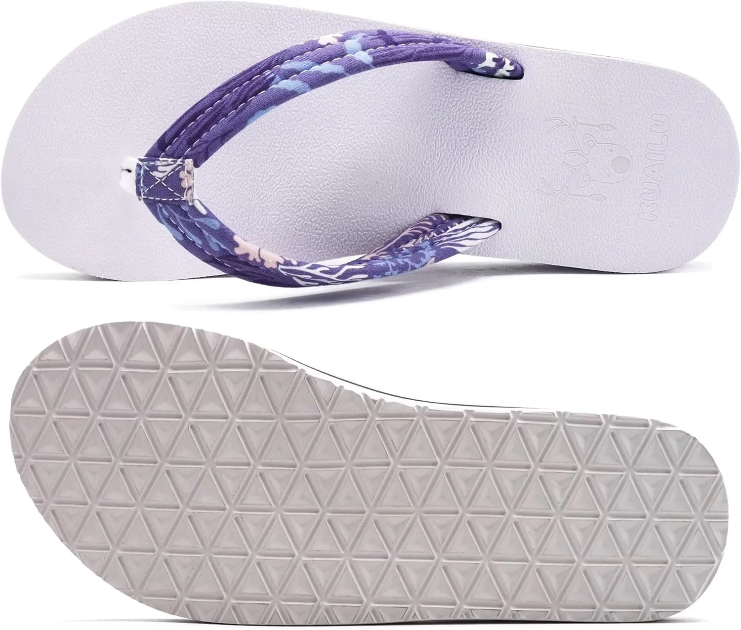 KuaiLu Womens Arch Support Flip Flops Ladies Comfort Lightweight Soft Yoga Mat Cushion Walking Thong Sandals