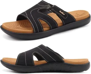 KuaiLu Womens Fashion Orthotic Slides Ladies Lightweight Athletic Yoga Mat Sandals Slip On Thick Cushion Slippers Sandals With Comfortable Plantar Fasciitis Arch Support