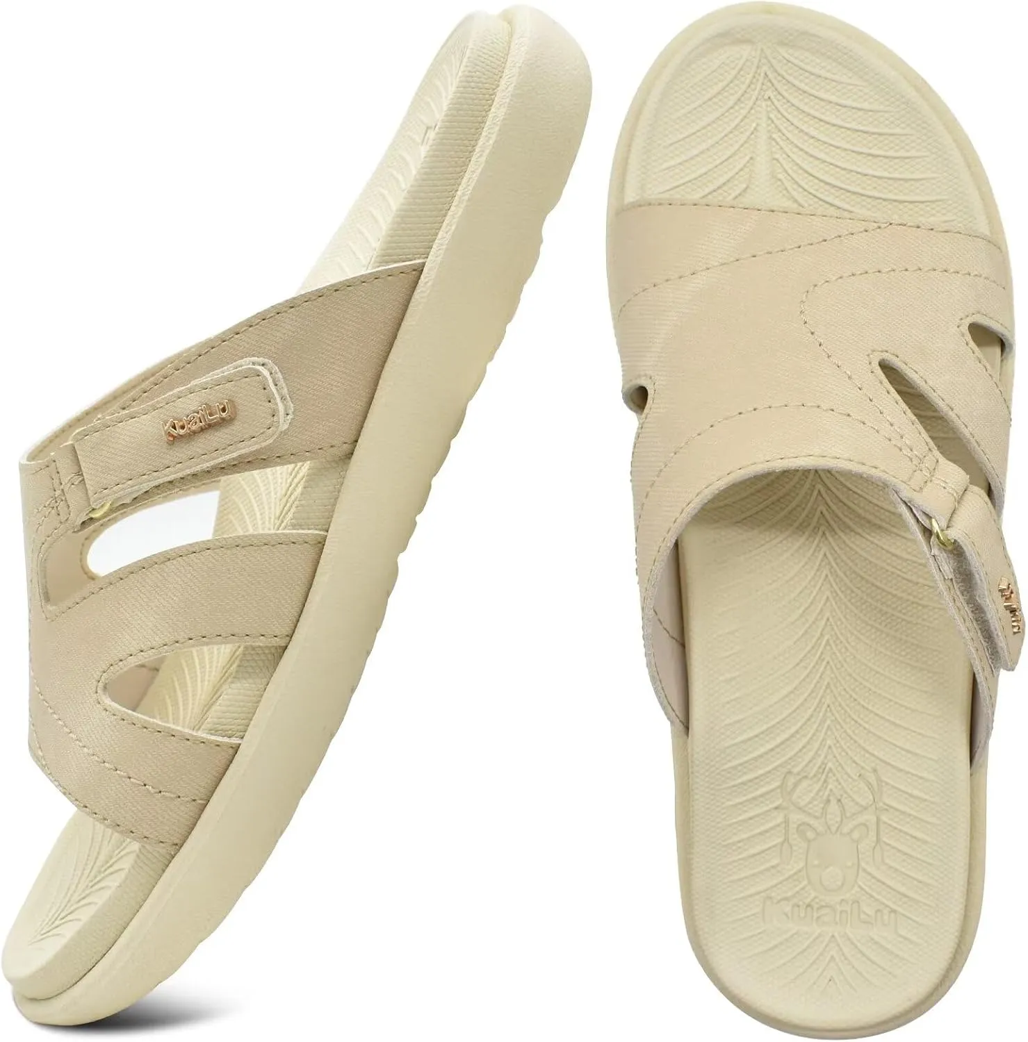 KuaiLu Womens Fashion Orthotic Slides Ladies Lightweight Athletic Yoga Mat Sandals Slip On Thick Cushion Slippers Sandals With Comfortable Plantar Fasciitis Arch Support