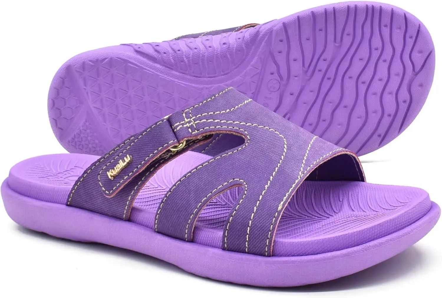 KuaiLu Womens Fashion Orthotic Slides Ladies Lightweight Athletic Yoga Mat Sandals Slip On Thick Cushion Slippers Sandals With Comfortable Plantar Fasciitis Arch Support