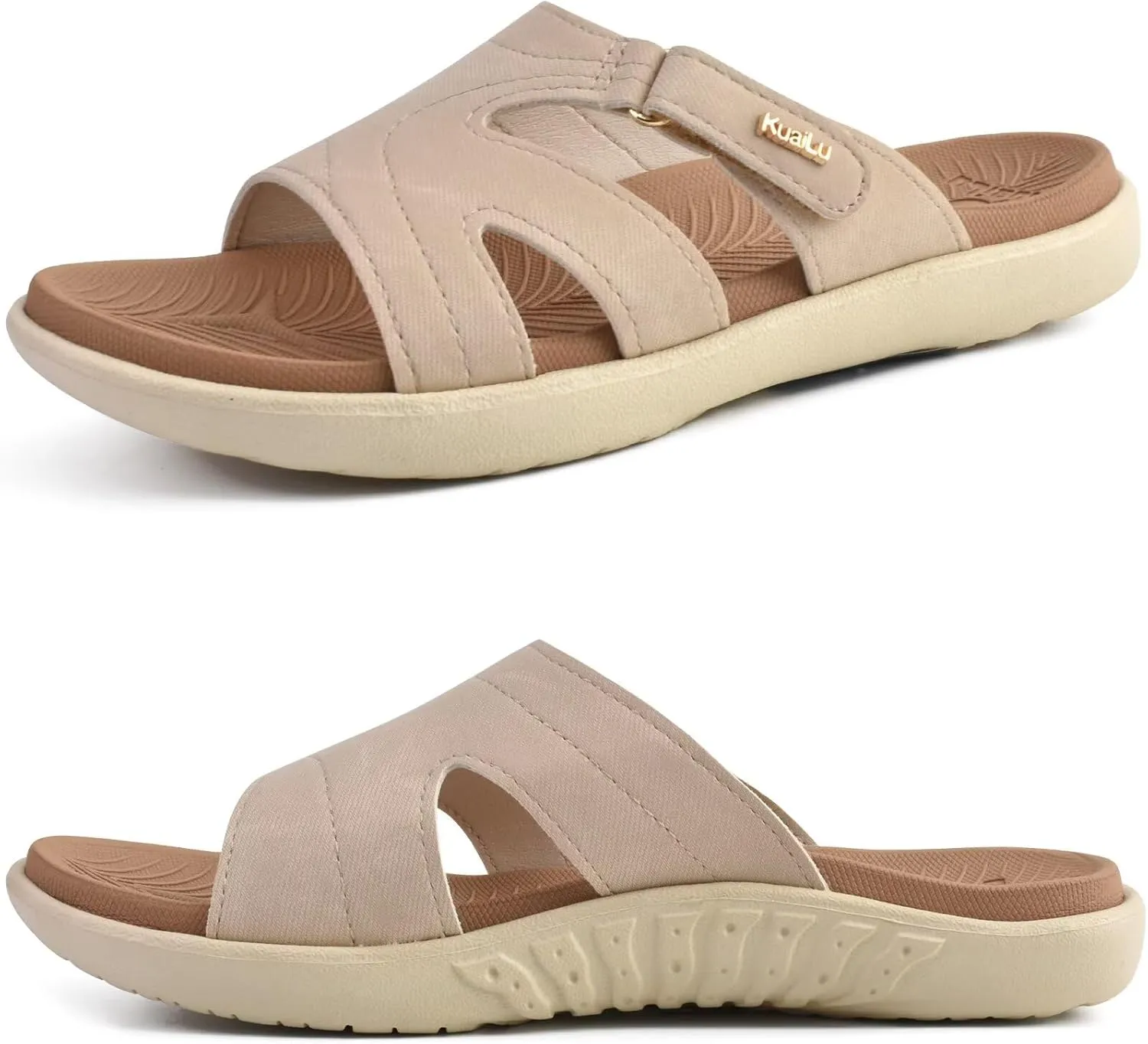 KuaiLu Womens Fashion Orthotic Slides Ladies Lightweight Athletic Yoga Mat Sandals Slip On Thick Cushion Slippers Sandals With Comfortable Plantar Fasciitis Arch Support