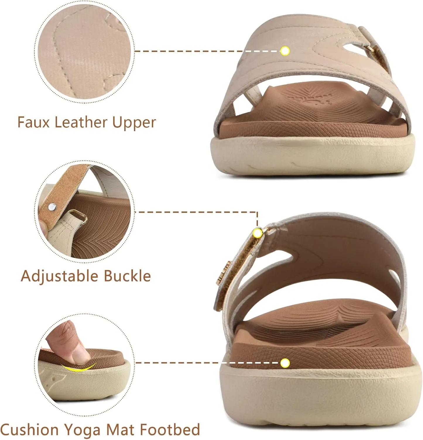 KuaiLu Womens Fashion Orthotic Slides Ladies Lightweight Athletic Yoga Mat Sandals Slip On Thick Cushion Slippers Sandals With Comfortable Plantar Fasciitis Arch Support