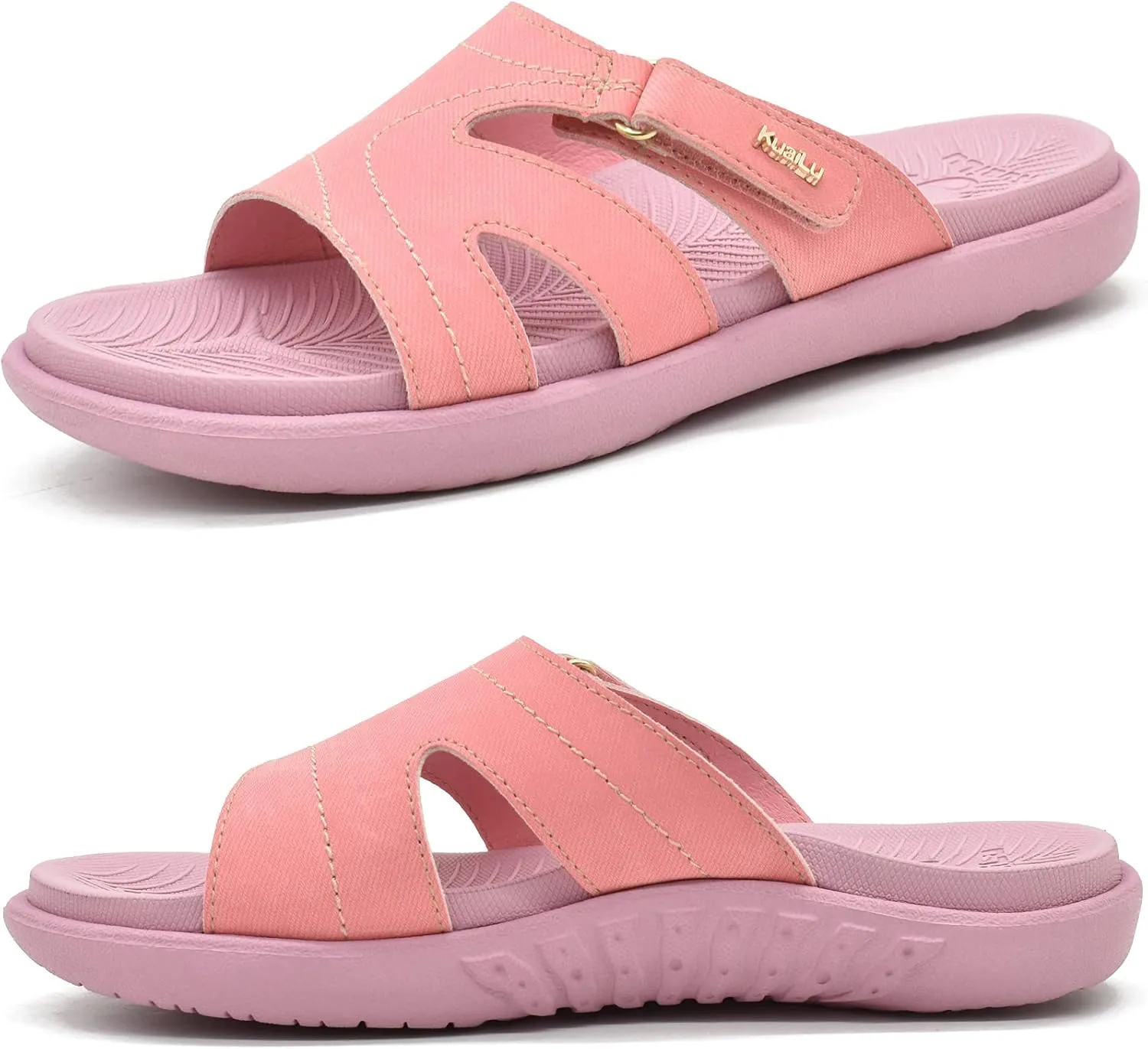 KuaiLu Womens Fashion Orthotic Slides Ladies Lightweight Athletic Yoga Mat Sandals Slip On Thick Cushion Slippers Sandals With Comfortable Plantar Fasciitis Arch Support