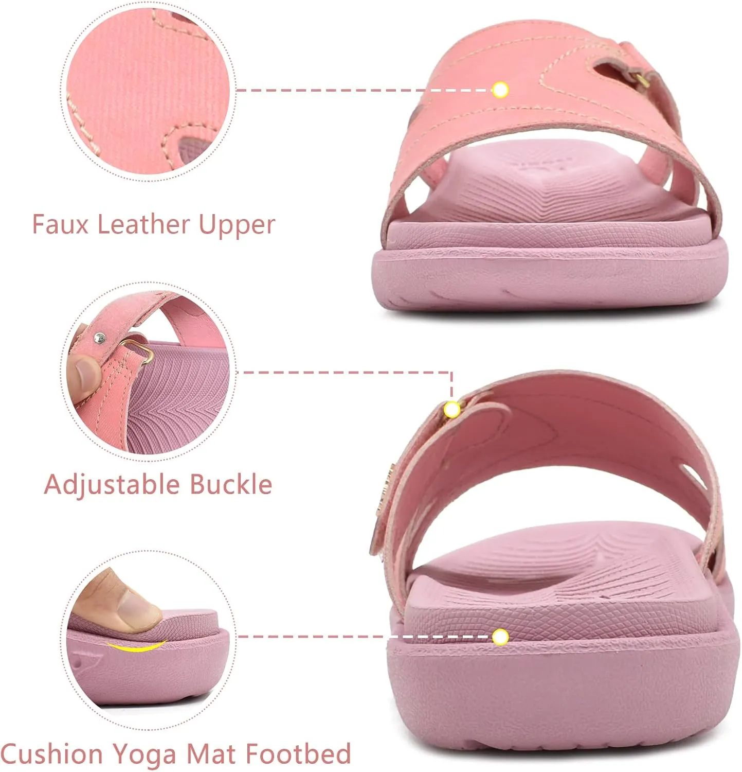 KuaiLu Womens Fashion Orthotic Slides Ladies Lightweight Athletic Yoga Mat Sandals Slip On Thick Cushion Slippers Sandals With Comfortable Plantar Fasciitis Arch Support