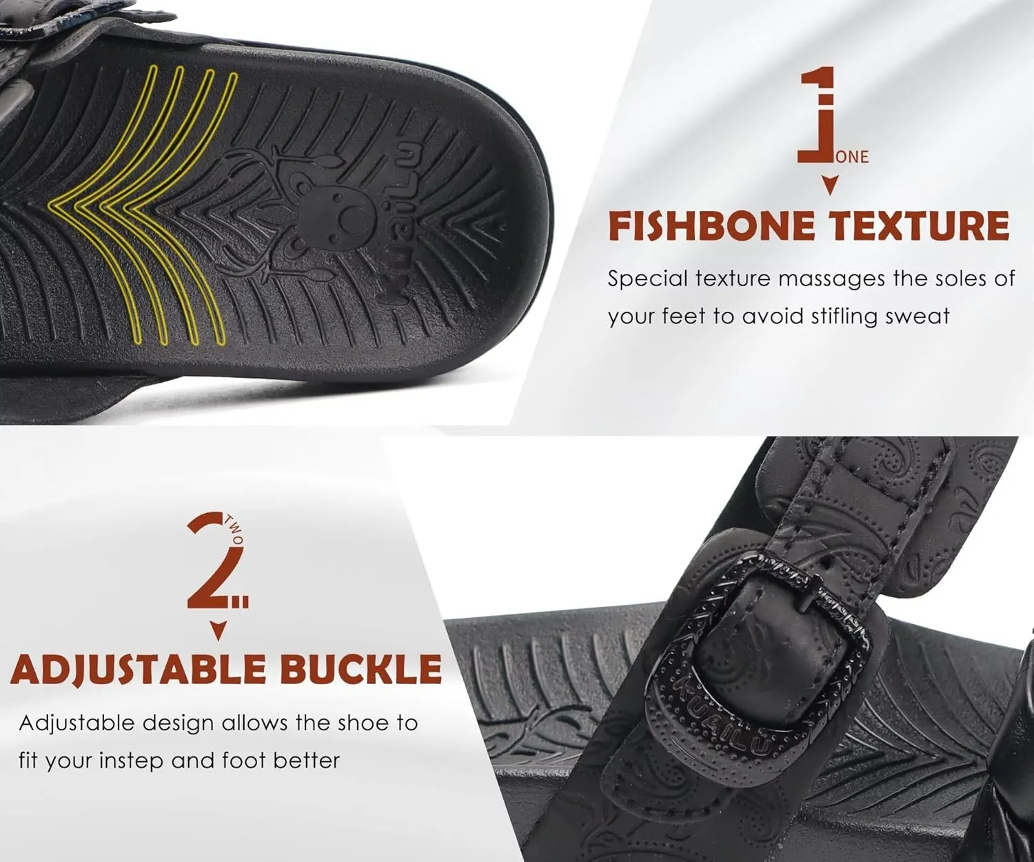 KuaiLu Womens Orthopedic Sandals Comfortable Arch Support Fashion Summer Beach Dressy Sandals With Leather Braided Adjustable Open Toe Cushion Travel Outdoor Plantar Fasciitis Shoes US Size5-11