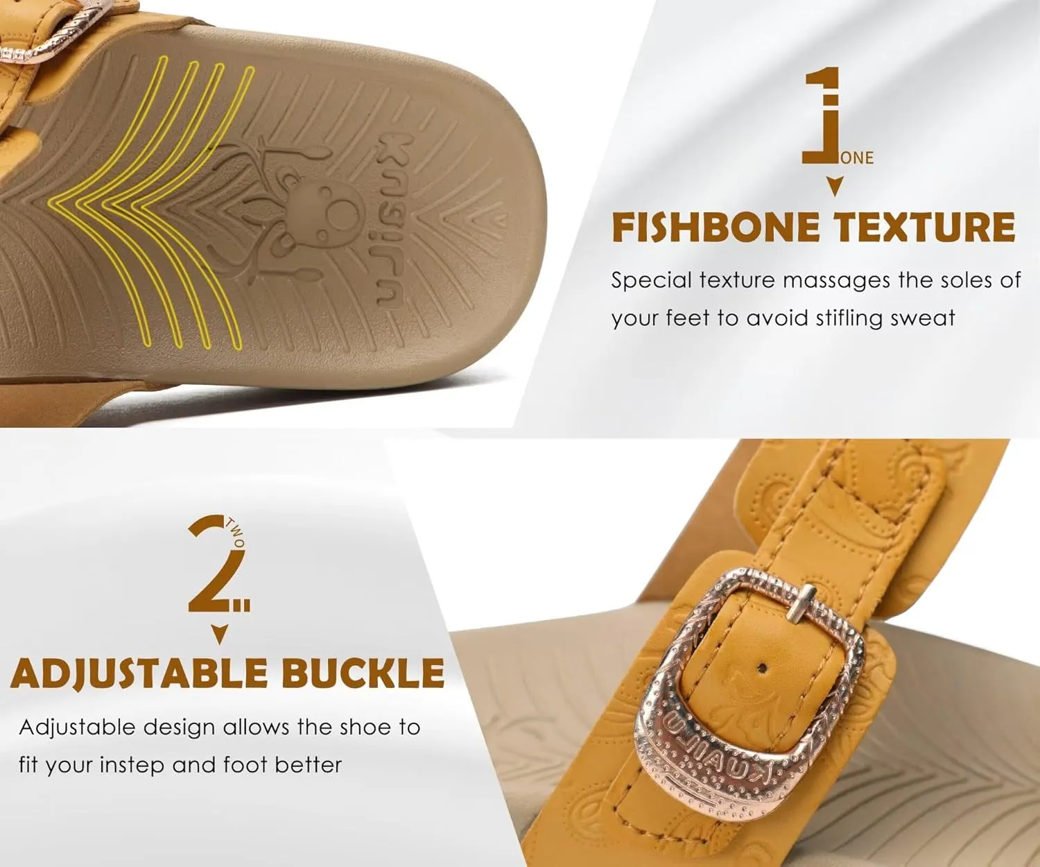 KuaiLu Womens Orthopedic Sandals Comfortable Arch Support Fashion Summer Beach Dressy Sandals With Leather Braided Adjustable Open Toe Cushion Travel Outdoor Plantar Fasciitis Shoes US Size5-11
