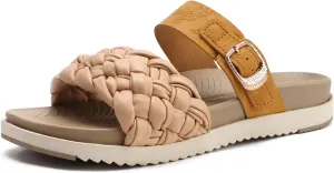 KuaiLu Womens Orthopedic Sandals Comfortable Arch Support Fashion Summer Beach Dressy Sandals With Leather Braided Adjustable Open Toe Cushion Travel Outdoor Plantar Fasciitis Shoes US Size5-11