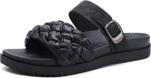 KuaiLu Womens Orthopedic Sandals Comfortable Arch Support Fashion Summer Beach Dressy Sandals With Leather Braided Adjustable Open Toe Cushion Travel Outdoor Plantar Fasciitis Shoes US Size5-11
