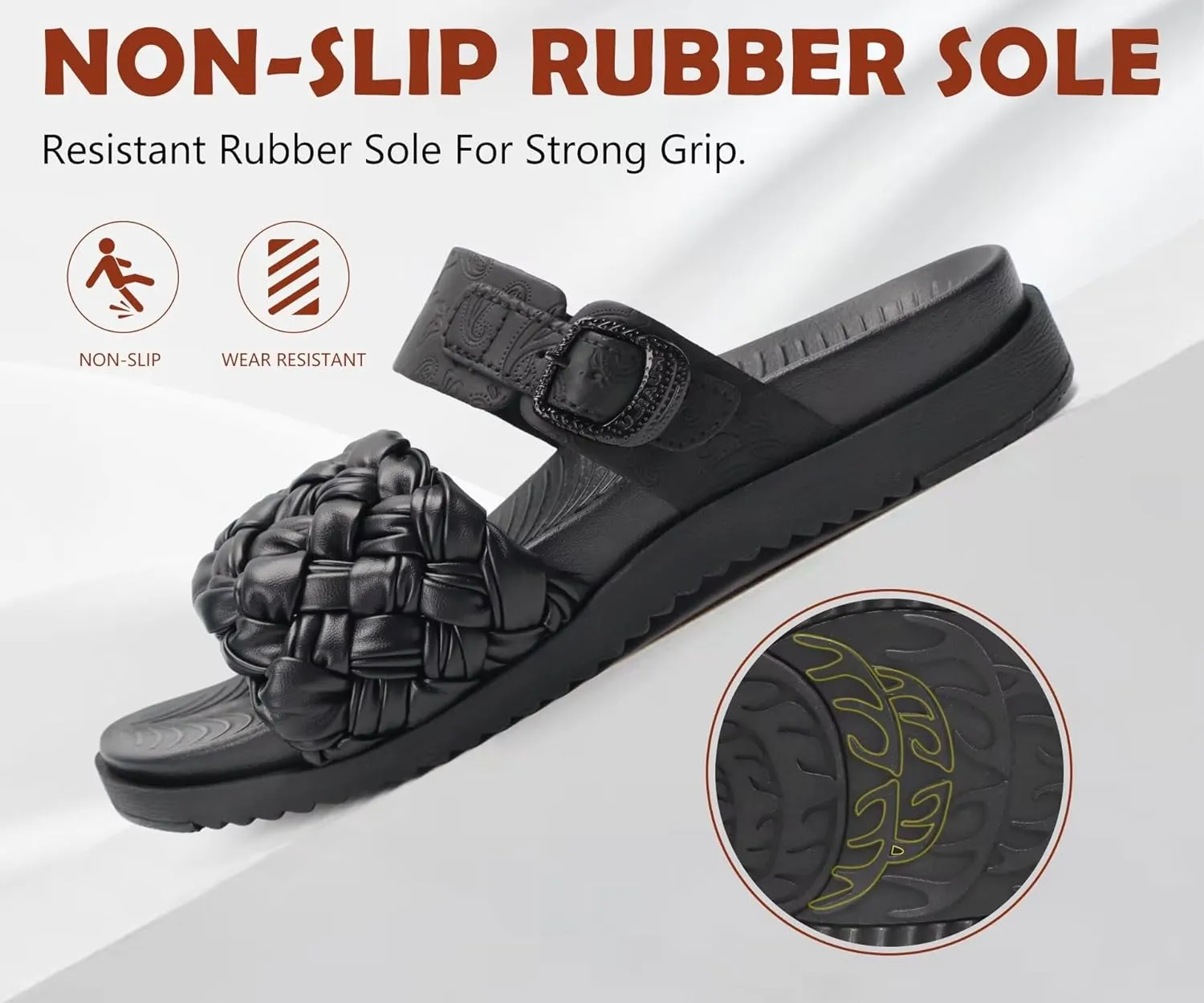 KuaiLu Womens Orthopedic Sandals Comfortable Arch Support Fashion Summer Beach Dressy Sandals With Leather Braided Adjustable Open Toe Cushion Travel Outdoor Plantar Fasciitis Shoes US Size5-11