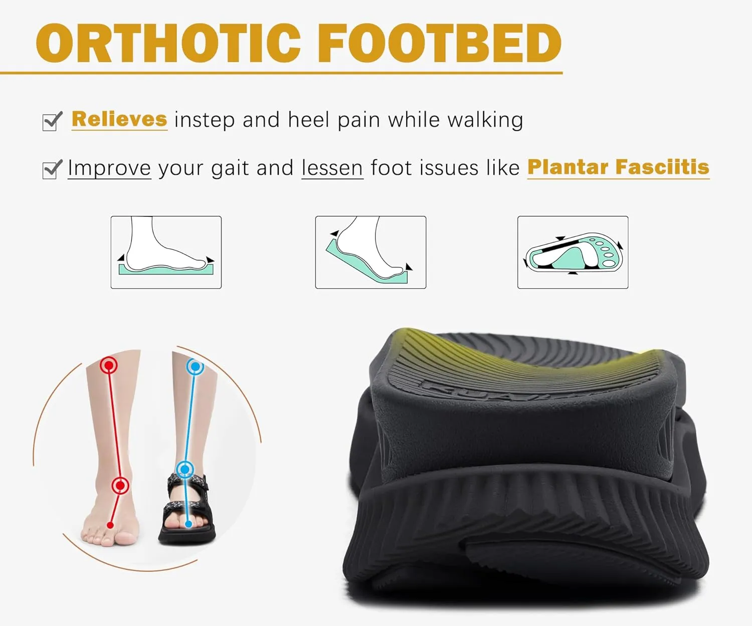 KuaiLu Womens Orthopedic Walking Sandals Recovery Sport Outdoor Hiking Water Sandles Thick Athletic Cushion Adjustable Strap Sandals with Comfortable Plantar Fasciitis Arch Support