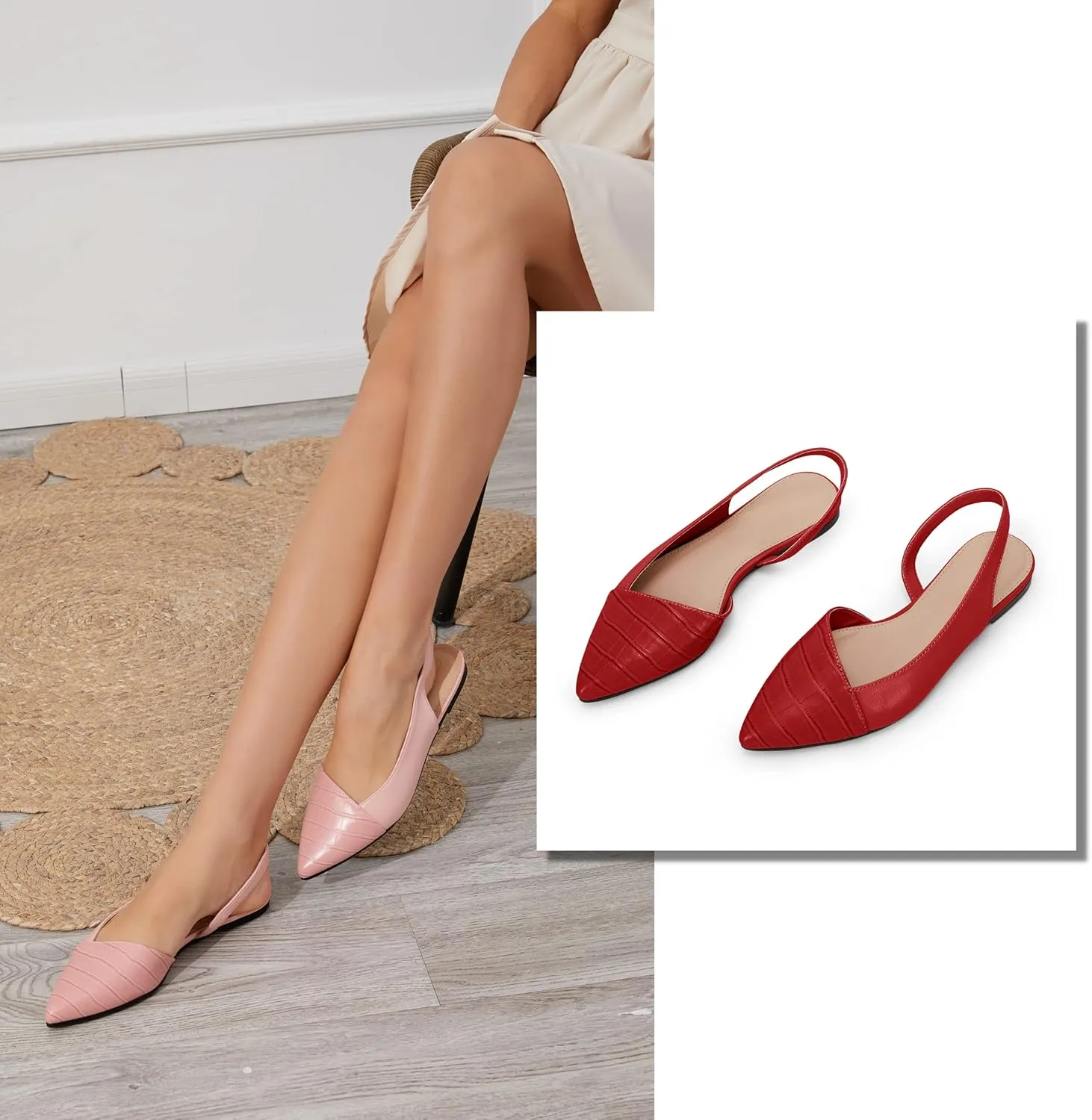 LAICIGO Women's Closed Pointed Toe Flats Slingback Low Heel Slip-on Cutout Animal Print Backless Mules Sandals