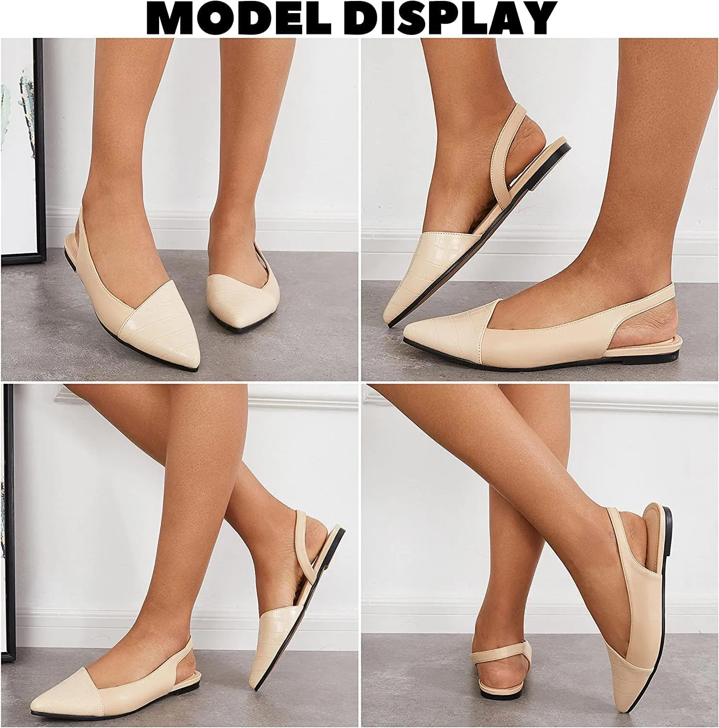 LAICIGO Women's Closed Pointed Toe Flats Slingback Low Heel Slip-on Cutout Animal Print Backless Mules Sandals